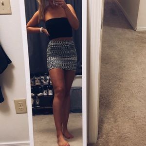 Patterned Black & White Skirt